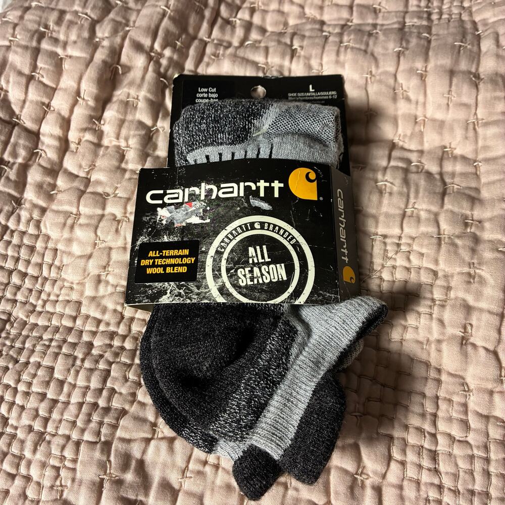 Carhartt All Terrain Wool Blend Low Cut Socks Mens L 6-12 Heather Gray NWT